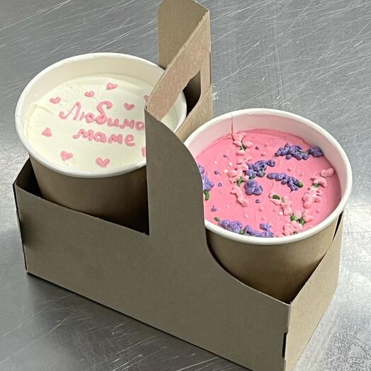 набор из двух  cake to go  клубника-ваниль, вишня-шоколад