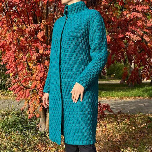 Пальто жакет вязанный, размер 46