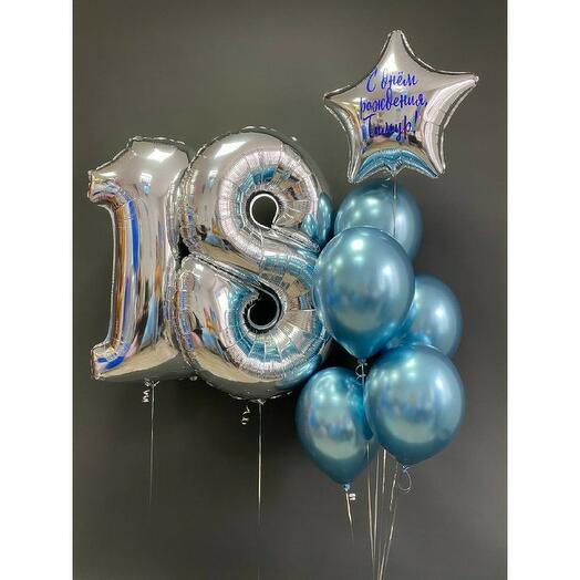 A set of helium 352 balloons with the number 18 ( aerodesign )