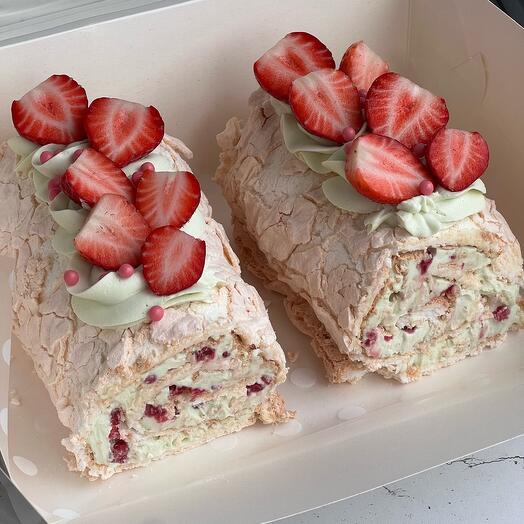 Rollo de merengue pistacho