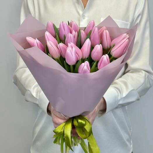 Букет из 25 розовых тюльпанов Extra