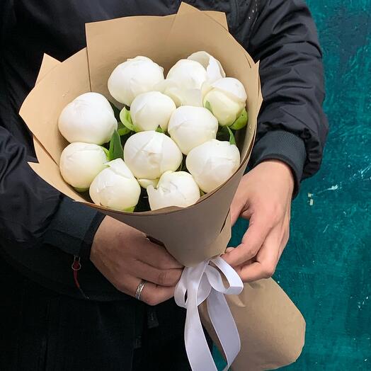 The peonies are white