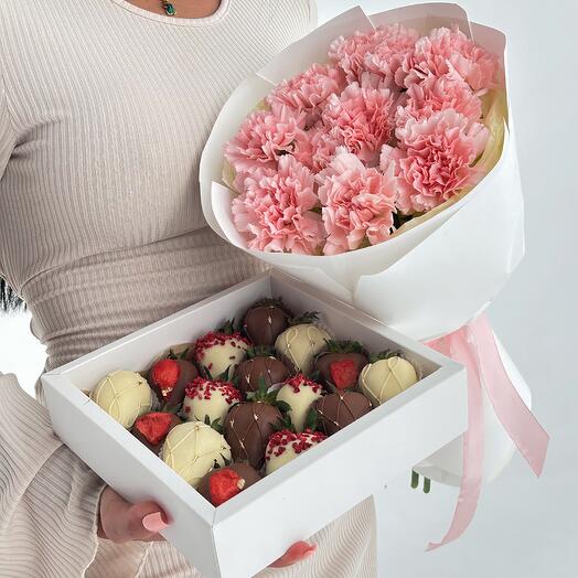 Цветы и клубника в шоколаде "Комбо набор 6"