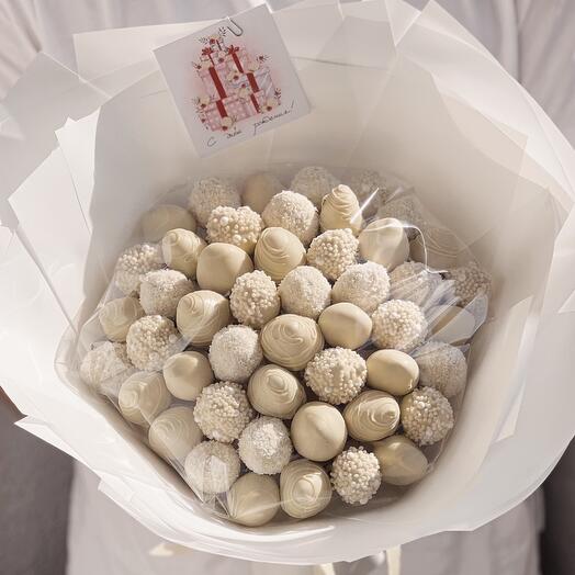 Ramo de fresas en chocolate "oro Blanco"