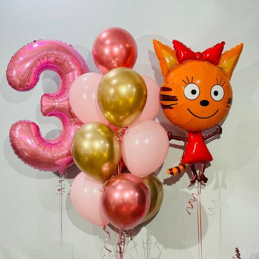 Birthday balloons for a 3-year-old, "Candy" from "Three Cats", 12 pcs.
