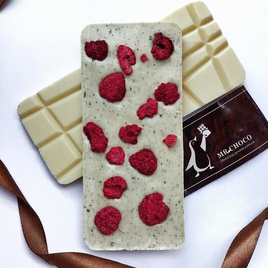 Шоколад белый базилик, малина