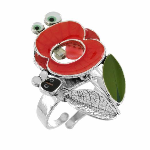 Кольцо TARATATA, Tapette, разъемное, с цветной смолой и бусинами, TT-T23-01404-103 красный