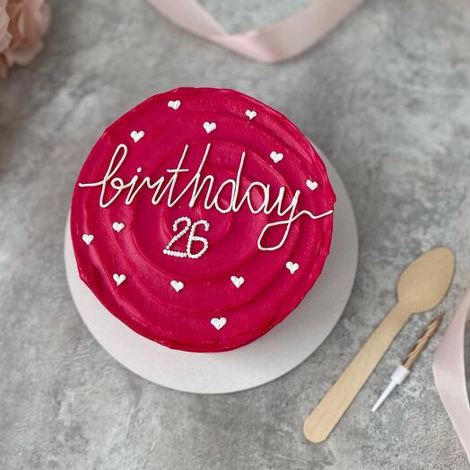 Бенто торт М «birthday» на день рождения розовый