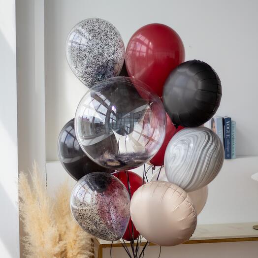 Связка шаров с грузиком «Черешня» | 13 шаров, 1 грузик