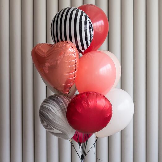 Связка воздушных шаров с грузиком  «Коралловый риф» | 10 шаров, 1 грузик