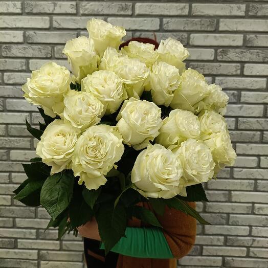Белая роза 19 шт