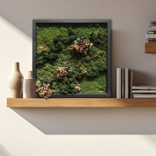 Картина из мха "Inspiration" в подарочной упаковке. 50*50 см. Графит