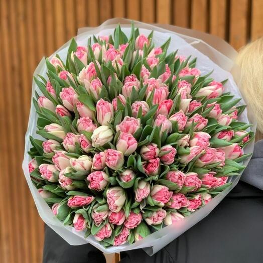 Букет из 101 розового тюльпана