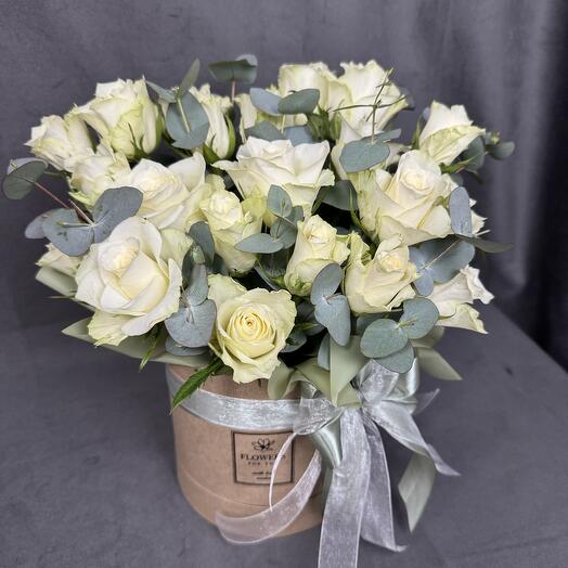 White Roses in a craft box