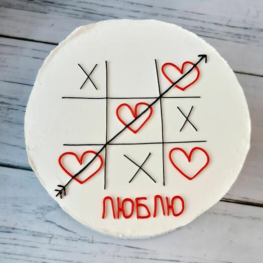 Бенто торт 750гр крестики сердечки на день влюбленных