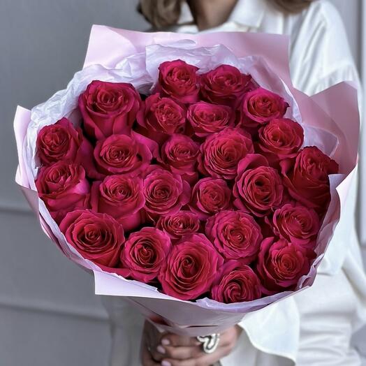 🌸 25 розовых роз (П326)