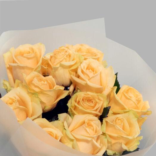 Букет персиковых роз Peach Avalanche, 11 шт, 50 см. Florentika
