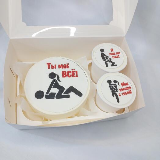 Набор бенто торт большой+cake to go (18+) любовь