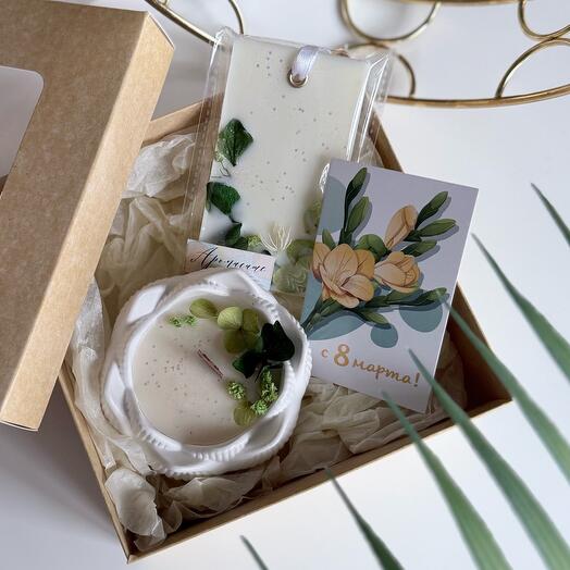Vela de soja y bolsita perfumada