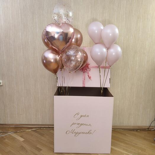 Пудровая коробка с шарами розовое золото