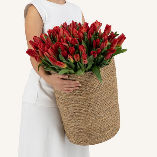 150 Red Tulip Basket