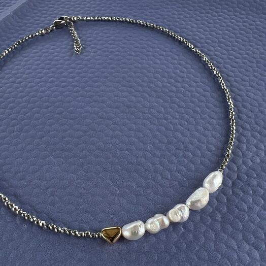 Чокер из террагерца и жемчуга