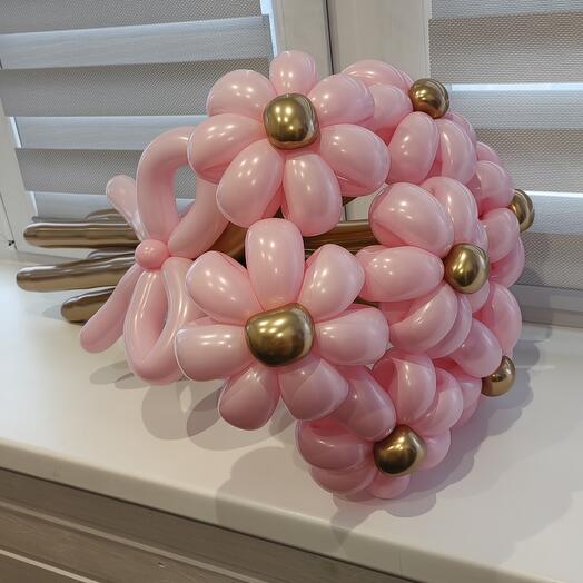 Ramo de 7 margaritas de Oro rosa. Flores de bolas. Conjunto de bolas. Bolas bolas