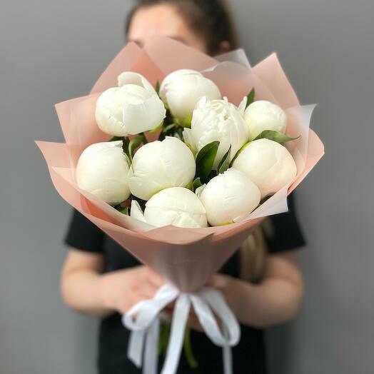 Суперскидка! 9 Белые пионы (0006) peony