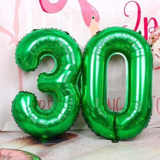 Гелиевые цифры 2 шт Зёлёные 66 см. От 0 до 9