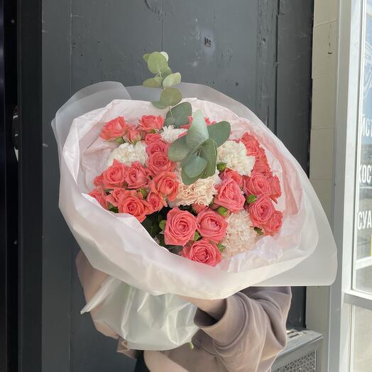 ХИТ 🎀 кустовая Роза и диантусы