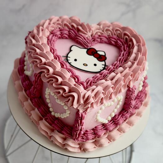 Торт 1кг для девочки сердце Hello Kitty Ламбет