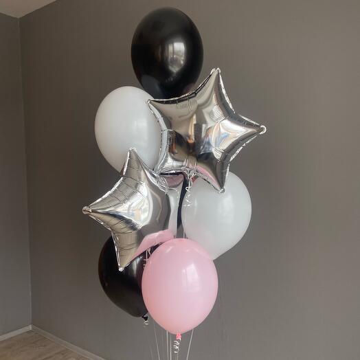 Balloons Set in black and pink with stars for girls