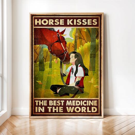 Интерьерный постер "Лошади" винтажная картина 02-1152