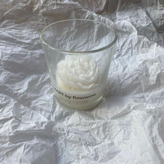 Свеча в стекле Пион