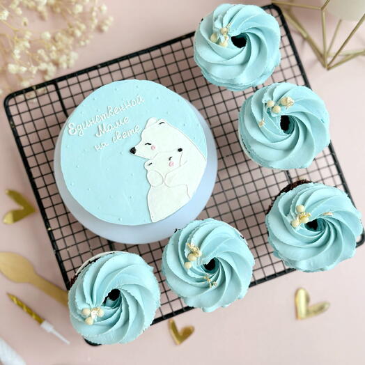 Подарочный набор бенто с капкейками для мамы, папе, малышу на день рождения в подарок