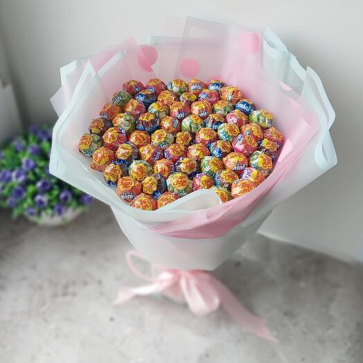Букет из мини чупа чупсов