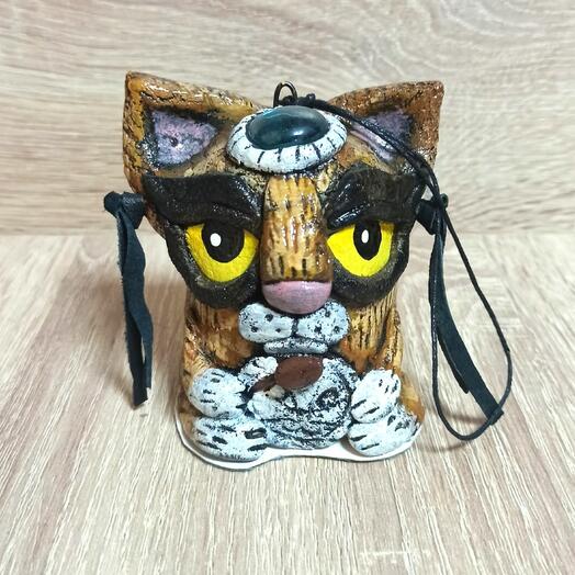 Скульптура игрушка Кот шаман (гремелка)