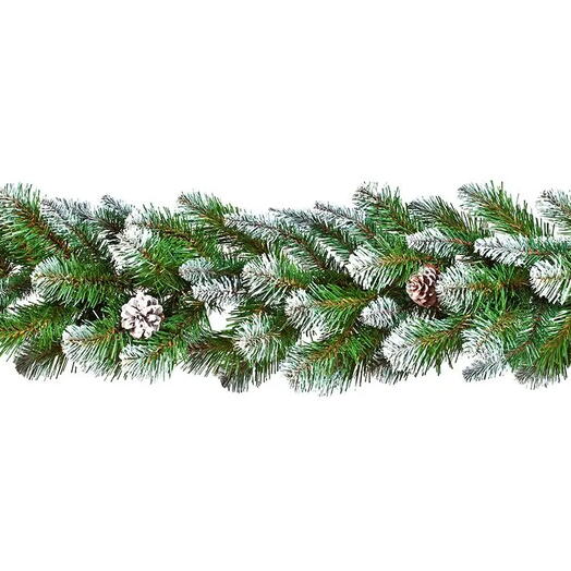 Хвойная гирлянда "Императрица" с шишками, заснеженная, хвоя - PVC, 180х30 см