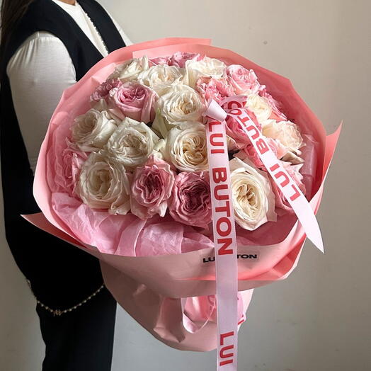 Букет "25 пионовидных роз O Hara микс"