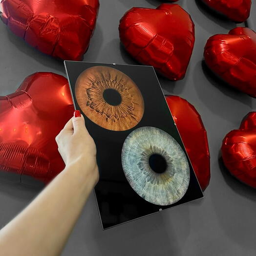 Парная фотосессия радужек глаз А4 в стекле к 8 марта