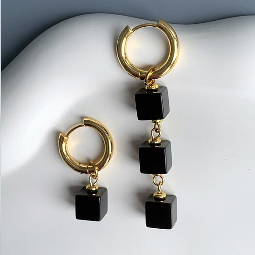 Серьги-конго черный оникс