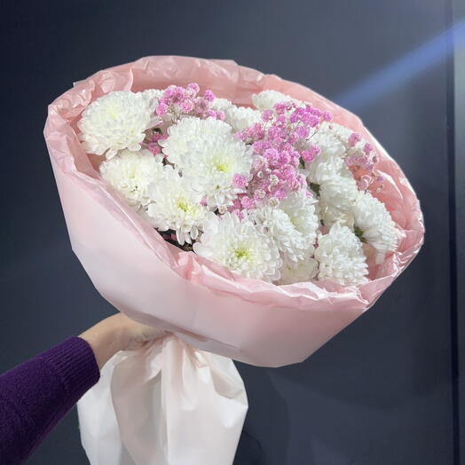 Букет Хризантема и гипсофила🌸