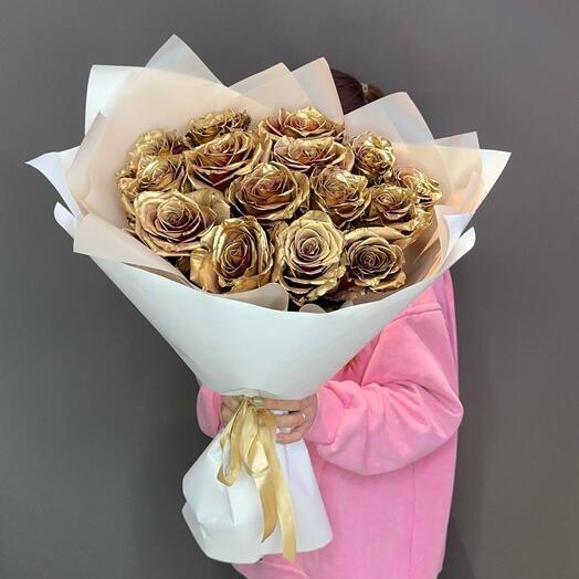Монобукет из золотых роз 🧡