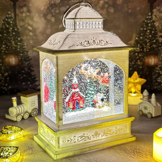 Новогодний декоративный светильник с эффектом снегопада