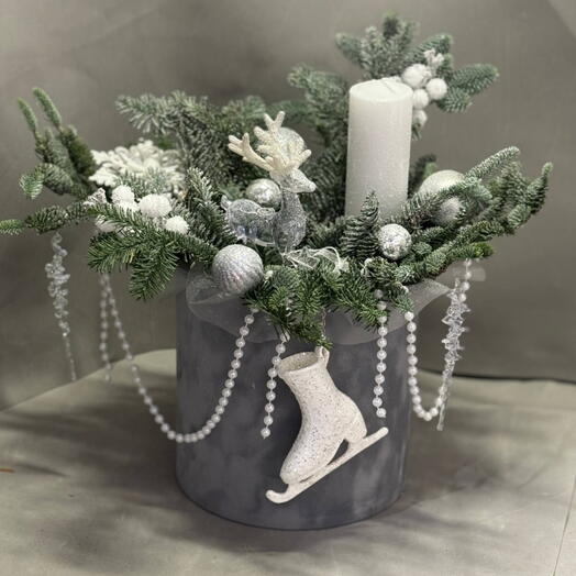 Новогодняя композиция со свечами на стол 🎄Новогодний подарок 🎁 Новогодний декор Елка Нобелис