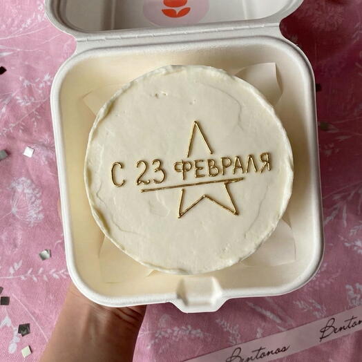 Бенто торт с золотой надписью на 23 февраля
