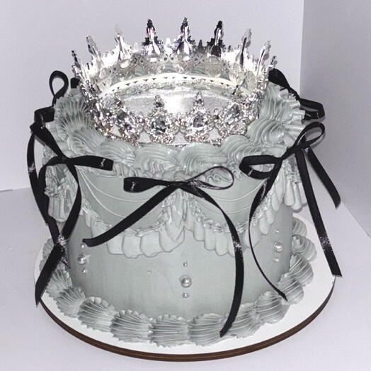 Торт 2кг с короной и блестками в стиле ламбет на день рождения, для фотосессии