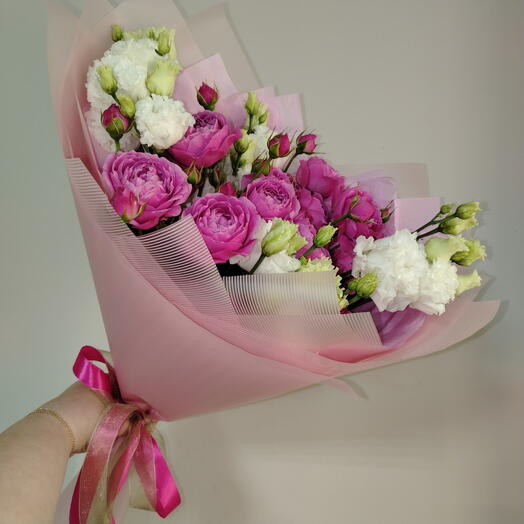 Свежий дуо букет из кустовой розы мисти баблс и махровой эустомы 💕 бмарк бмаз