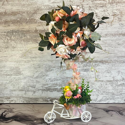 Пасхальная композиция «Топиарий на велосипеде»