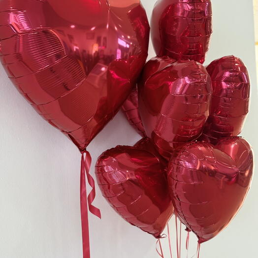 Сет 34 из красных сердец, 7 шт